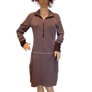 Columbia Omni-Wick Half-Zip Athleisure Casual Heather Brown Dress Sz Medium EUC